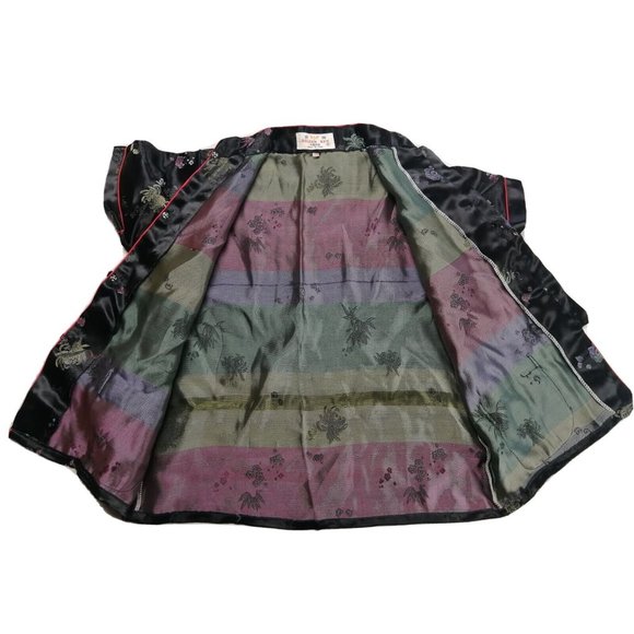 Vintage Golden Bee Kids Black Silk Embroidered Chinese tang Sz 10 - Picture 5 of 5
